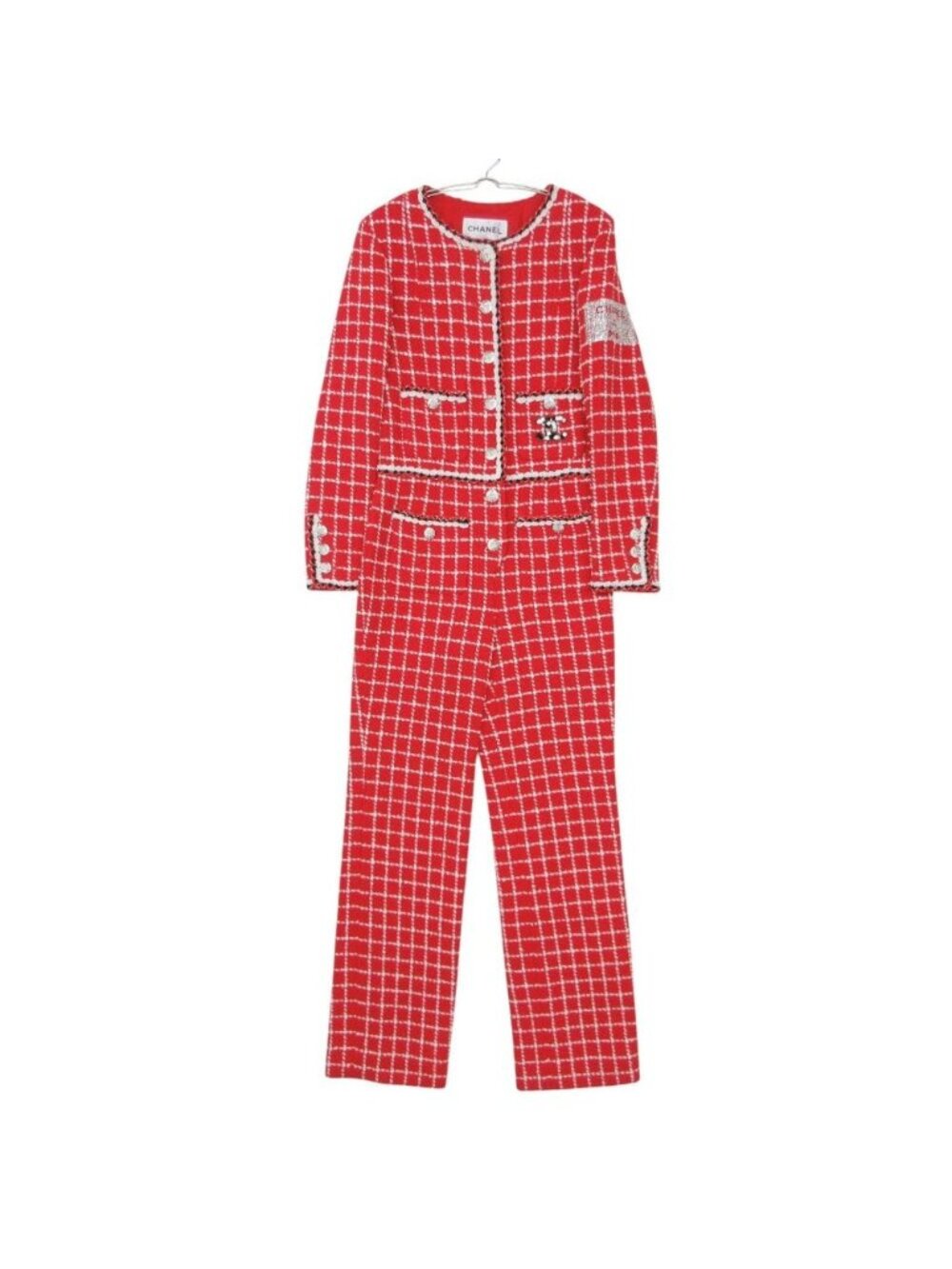 Chanel Jumpsuit Cruise Line Tweed Jumps All in One Red White